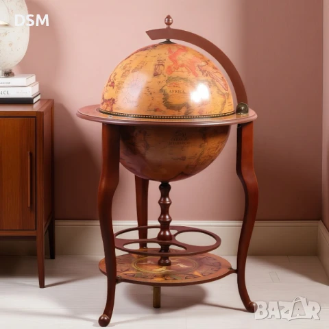Нов - Голям Глобус Мини Бар - Поставка за Бутилка / Вино/Юбилей!, снимка 2 - Маси - 51113548