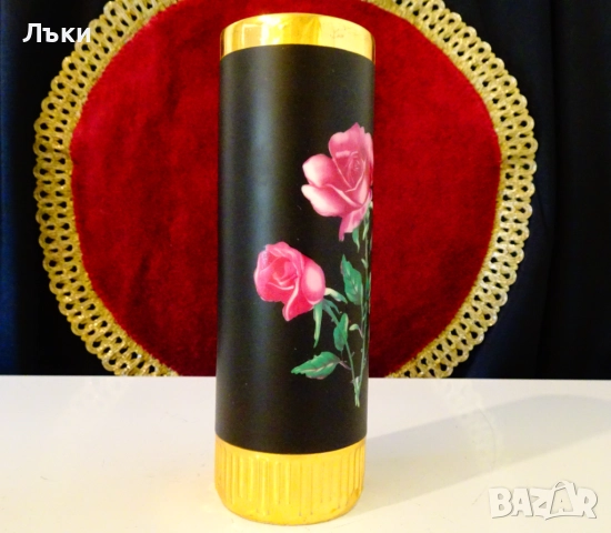 Ваза баварски порцелан,24k Gold,роза. , снимка 2 - Вази - 52171742