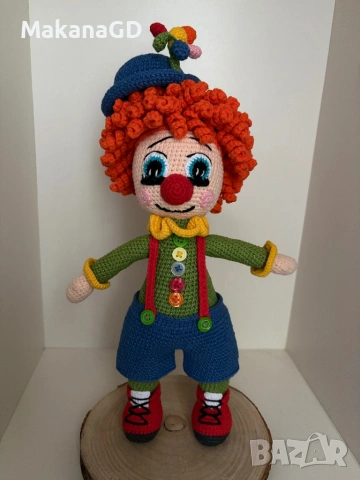 Плетена играчка клоун, снимка 4 - Плюшени играчки - 54071805