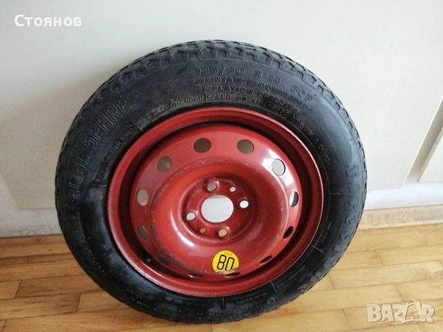 Резервно колело тип патерица Firestone 135/80 R14 80 P Fiat Punto и др. , снимка 4 - Гуми и джанти - 40979781