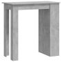 vidaXL Бар маса с рафт за съхранение, бетонно сива, 102x50x103,5 см（SKU:809471