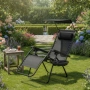 Сгъваем градински шезлонг с поставка, джоб, възглавница и сенник , снимка 5