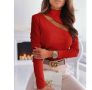 Елегантна дамска блуза в червено, снимка 1 - Блузи с дълъг ръкав и пуловери - 45469766