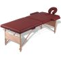 Сгъваема масажна кушетка с 2 зони, червена, дървена рамка（SKU:110076, снимка 1 - Масажори - 45522761