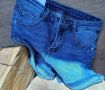 Сини дамски къси дънкови панталони съд свежа щампа мече на задния джоб., снимка 4