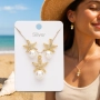 Комплект колие и обеци с морски звезди и перли/ устойчив метал, снимка 5