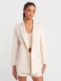 Елегантно сако, цвят екрю, снимка 2