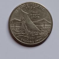 1/4 долар САЩ СЕРИЯТА С ЩАТИТЕ - Роуд Айланд 25 цента Америка 2001 Монета от САЩ  Rhode Island, снимка 4 - Нумизматика и бонистика - 45103339