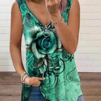 Дамско горнище с графичен флорален принт в стил потник, 6цвята , снимка 7 - Тениски - 45515126