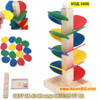 Дървена играчка - Пъзел Дърво с падащи цветни листа и 2 бр. топчета - КОД 3600, снимка 11 - Игри и пъзели - 45055029