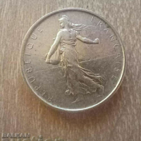 5 франка 1966 Франция сребро, снимка 2 - Нумизматика и бонистика - 44992653