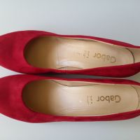 Дамски червени обувки от велур с нисък ток Gabor номер 38, снимка 6 - Дамски обувки на ток - 45261798