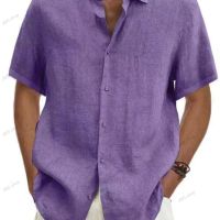 Мъжка ежедневна едноцветна риза с къс ръкав, 9цвята , снимка 8 - Ризи - 45792559