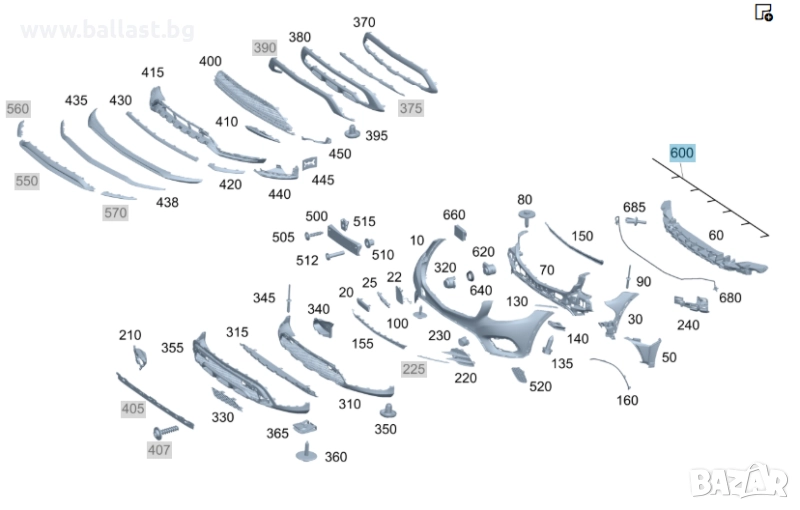 Инсталация предна броня A2535404618 GLC W253, снимка 1