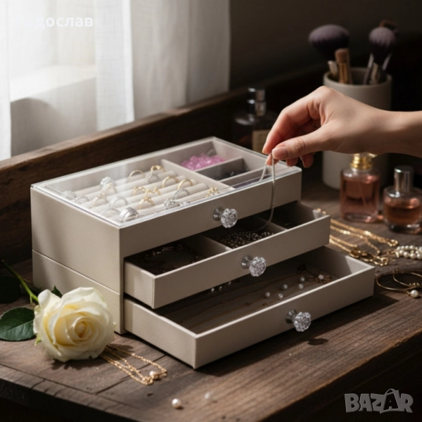 Органайзер за бижута с три чекмеджета – Multi functional Jewelry Storage Box., снимка 1