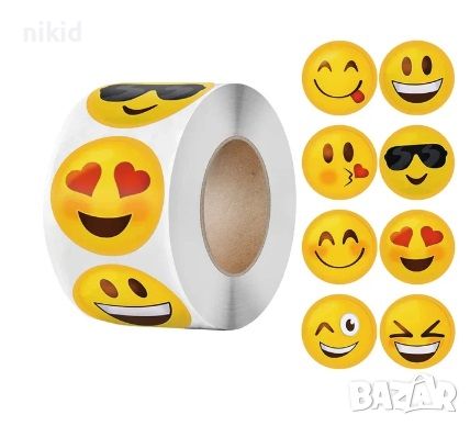 100 бр микс Смайли Емотикон Smile Еможи Emoji малки самозалепващи лепенки стикери за ръчна изработка, снимка 1
