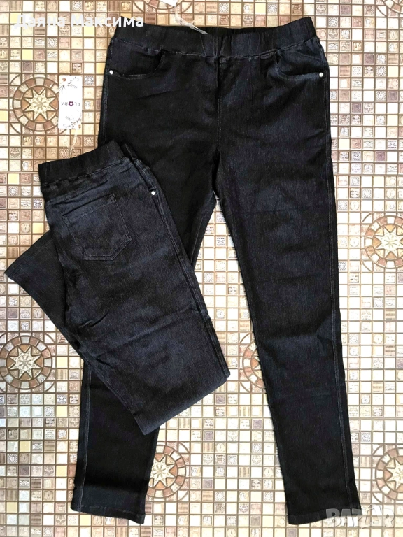 Черни и зелени дънки FLORA - Л размер💥 намаление 15 лв, снимка 1