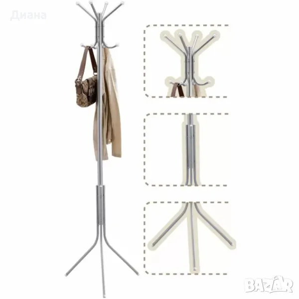 Закачалка за дрехи с 2 нива на закачане от метал с височина 176 см и масивен метален корпус, снимка 1