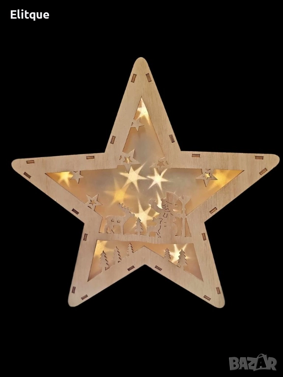 Дървена светеща настолна фигурка Звезда , снимка 1