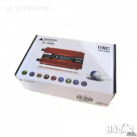 UKC автомобилен инвертор с дисплей 12V-220V 500W KC-500D, снимка 1