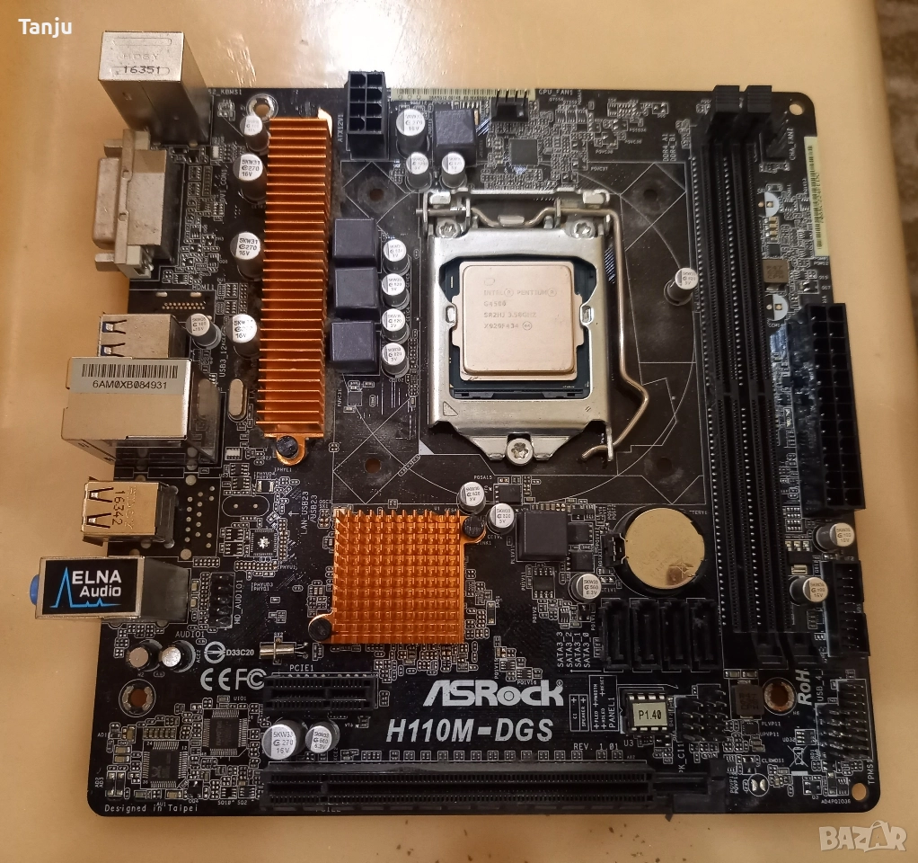 Дъно ASRock H110M-DGS с intel pentium G4500, снимка 1