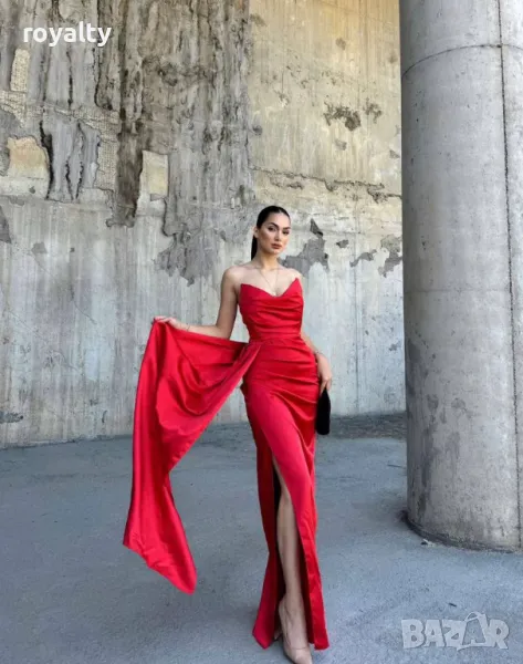 Дамска официална рокля от сатен, снимка 1