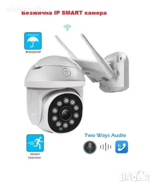 Безжична IP WiFi SMART камера 5MP FULL HD 1080P с цветно нощно виждане и звук, снимка 1