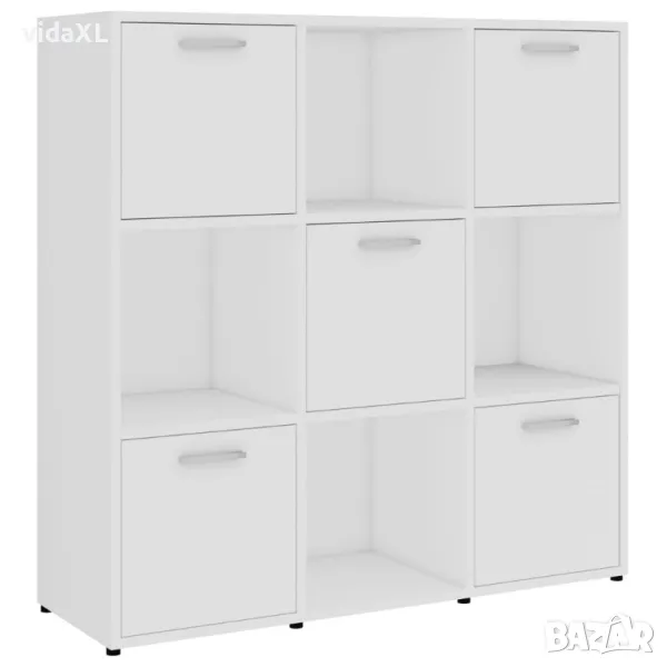 vidaXL Шкаф библиотека, бял, 90x30x90 см, инженерно дърво(SKU:802930), снимка 1