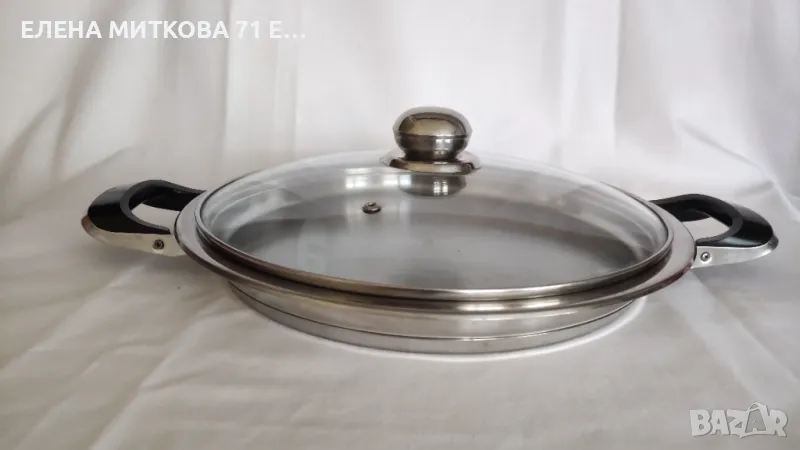 АМС масивен голям плитък тиган топ състояние+подарък капак, снимка 1