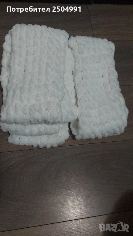 Бял шал от прежда Ализе Пуфи, снимка 1