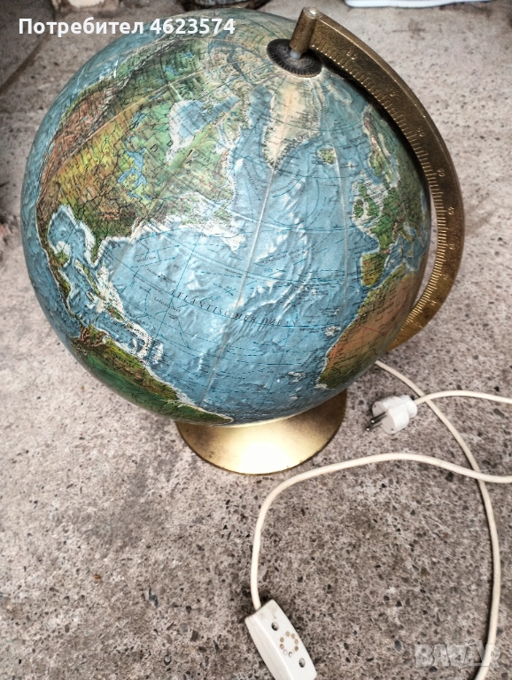 Стара лампа глобус с бронзова стойка, снимка 1