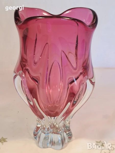 дизайнерска стъклена ваза Josef Hospodka Czechoslovakia , снимка 1