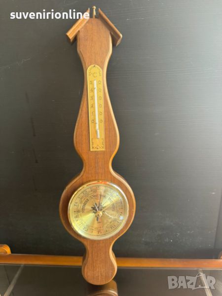 Стар дървен термометър за стена, снимка 1