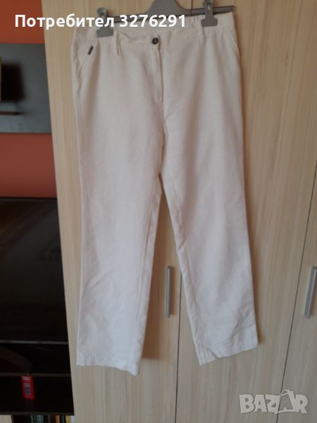 Бял ленен панталон р.48, снимка 1