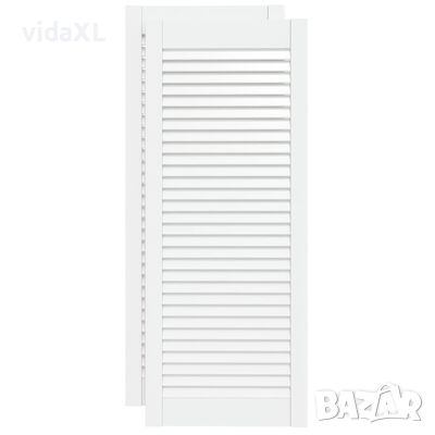 vidaXL Врати за шкафове решетен дизайн 2 бр бял 99,3x39,4 см бор масив（SKU:151170, снимка 1