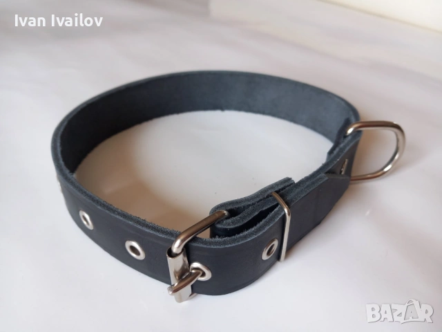 Черен нашийник от естествена кожа – ширина 3 см / дължина 60 см