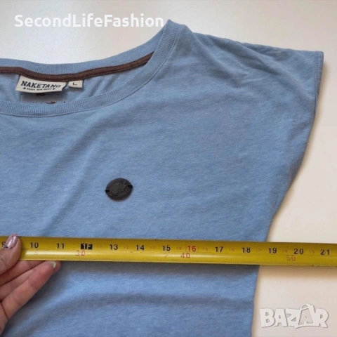 Дамска тениска Naketano, модел Wolle VII, син цвят, размер L, снимка 3 - Тениски - 53175905