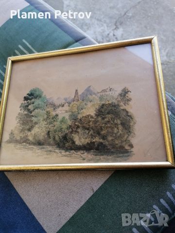 картина акварел 1855 година , снимка 1 - Картини - 45914249