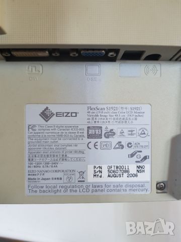 Eizo S1921 два броя монитори за 75 лева, снимка 4 - Монитори - 45204051