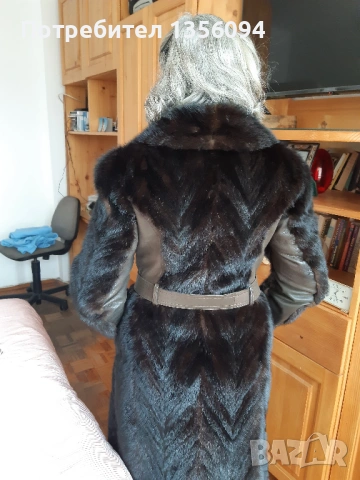Палто от естествена кожа визон и кожа, снимка 2 - Палта, манта - 53939811
