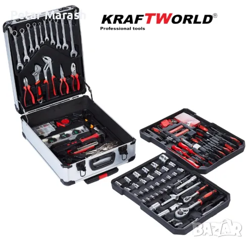 Куфар с инструменти 1200 части KraftWorld -ключове,тресчотка, клещи, отвертки, снимка 2 - Куфари с инструменти - 50335023