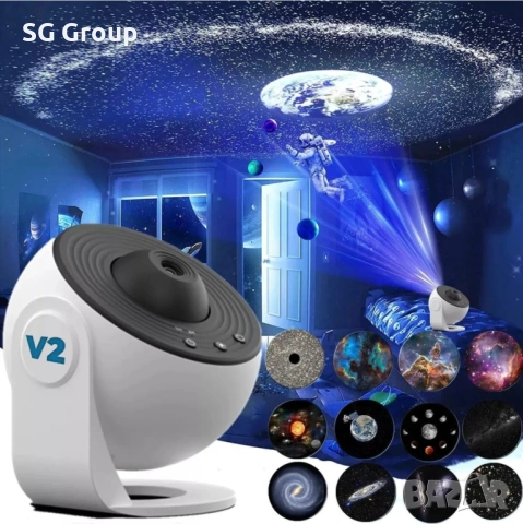 Нощна лампа за звезден проектор, галактики за камерата, 12 прожекционни диска със слънчевата система, снимка 4 - Настолни лампи - 53482309