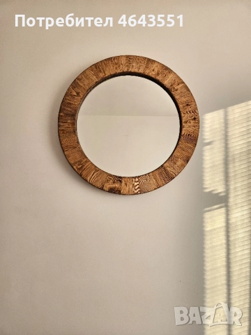 Кръгло огледало с дървена рамка тип Рустик, снимка 4 - Декорация за дома - 52317275