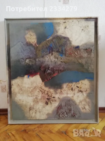 Стара рисувана картина-пано ,,ПРИРОДА", батик-енкаустика и поставена на дървен плот. , снимка 6 - Антикварни и старинни предмети - 50538805