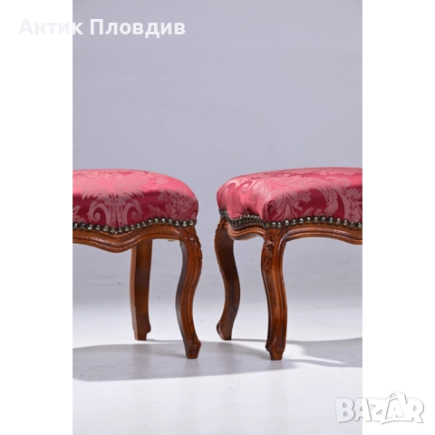 Табуретка - Класик (бордо - десен / дърво), снимка 3 - Дивани и мека мебел - 52738028