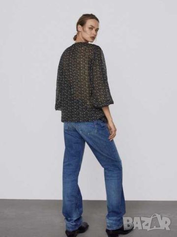 Дамска лека блуза с дълъг ръкав и копчета Zara, 99% полиестер, XL, снимка 3 - Блузи с дълъг ръкав и пуловери - 45778819