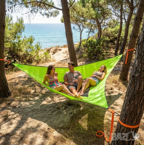 ГИГАНТСКИ Триточков ХАМАК Триъгълна люлка за 3 души *280см * Три точки