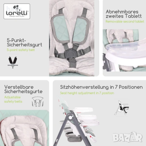 Стол за хранене Lorelli PARTY Blossom Leather, снимка 3 - Други - 53598186