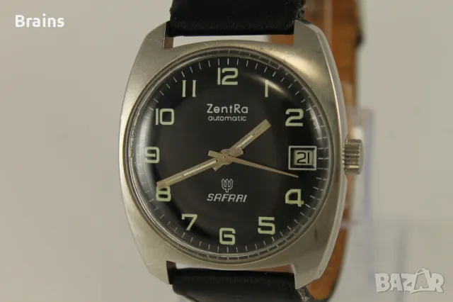 1960's ZENTRA SAFARI Automatic Немски Стоманен Военен Часовник, снимка 3 - Антикварни и старинни предмети - 50031338