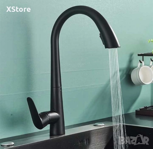 Смесител за кухненска мивка черен мат, снимка 3 - Смесители - 52588662